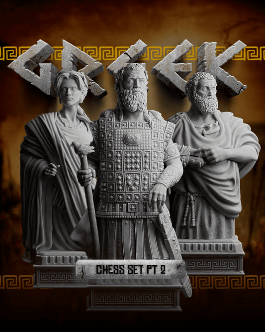 Chess Pieces Resin and 3D Print- Heavenly, Hellish, Dwarven, Greek, Orc, Viking