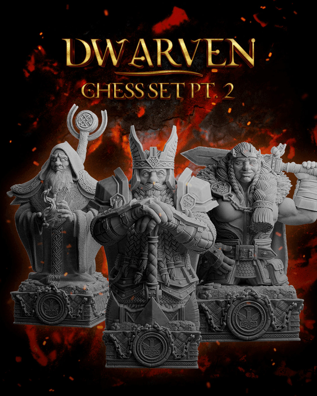 Chess Pieces Resin and 3D Print- Heavenly, Hellish, Dwarven, Greek, Orc, Viking