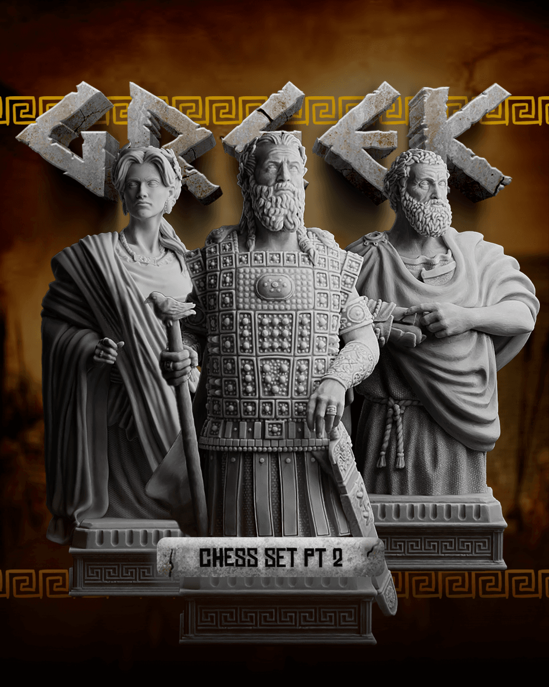 Chess Pieces Resin and 3D Print- Heavenly, Hellish, Dwarven, Greek, Orc, Viking